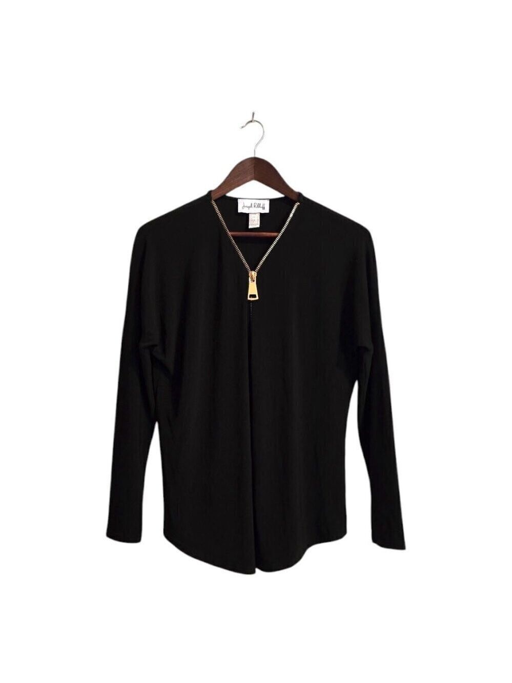 Joseph Ribkoff Black Long Sleeve Zip Front Blouse Sz 6